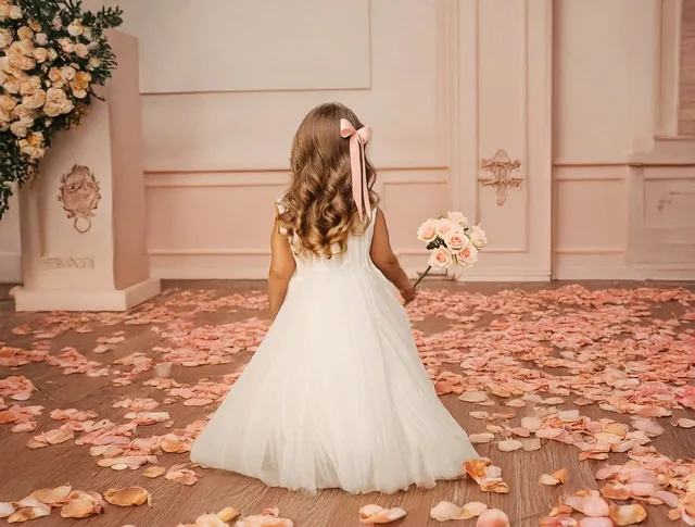 flower girl, wedding, little girl, toddler girl in wedding, dressed up, dressy, wedding hall. How Canadian wedding coordinators register for GST/HST with the CRA and QST with Revenu Quebec