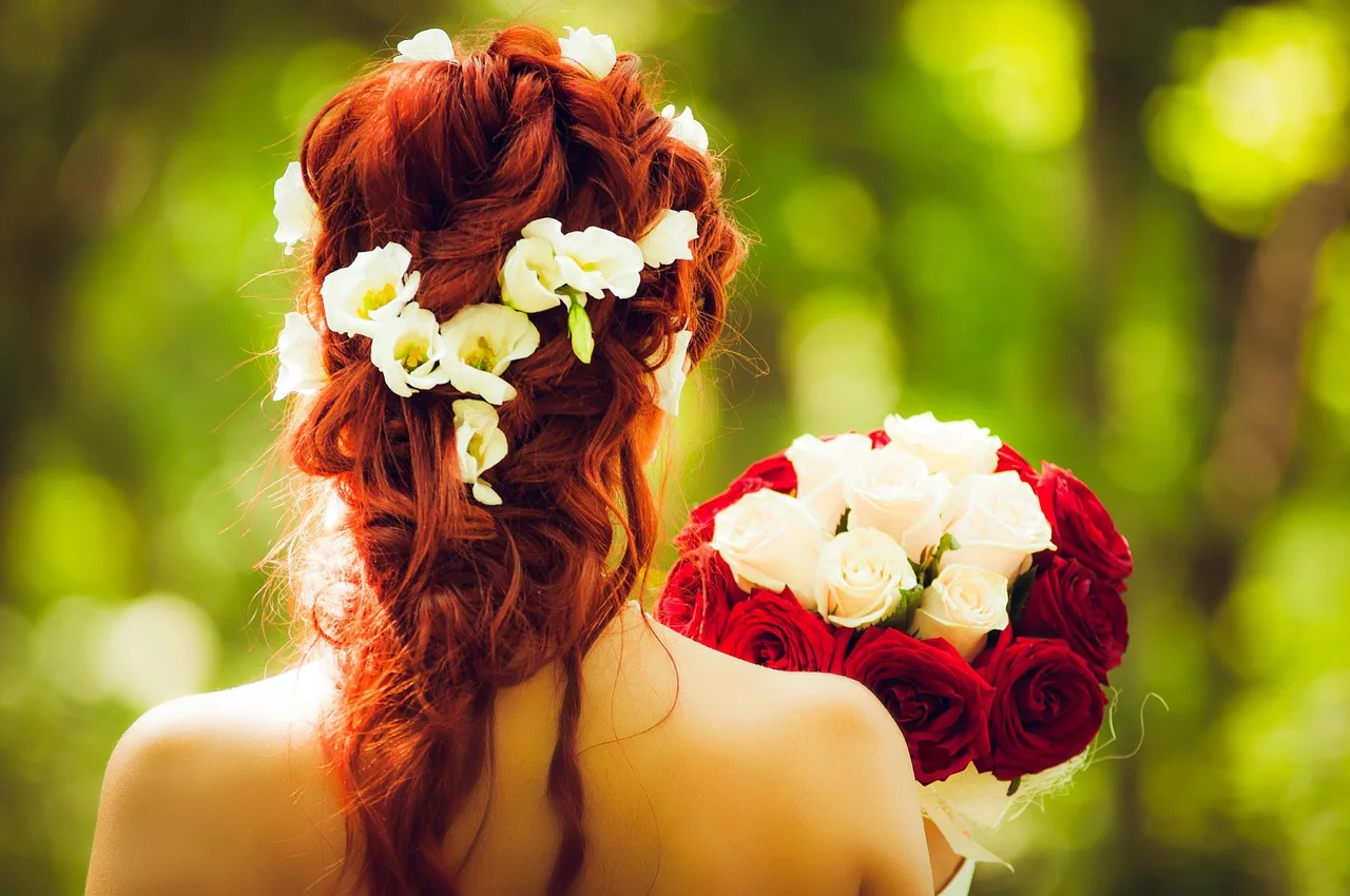 bride, wedding, redhead, flower background, red hair, beautiful flowers, floral wreath, hairstyle, nature, flowers, marriage, decoration, flower wallpaper, woman. Wedding Planning Staff Training: A Live Skills Checklist